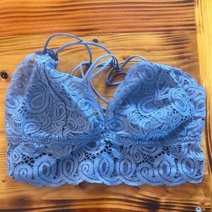 Victoria's Secret-Pink Sky Blue Lace Bralette with Strappy Back